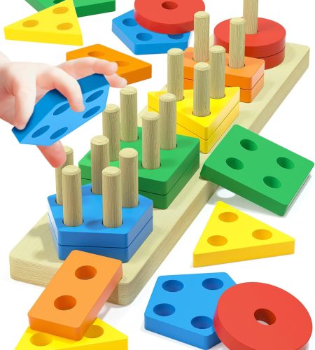 Montessori Toys for 1 2 3 Year Old Boys Girls Toddlers, Wooden Sensory Toys